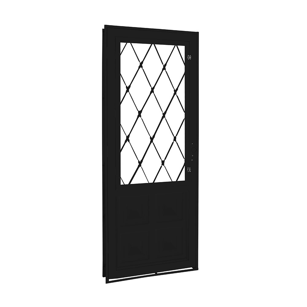 Porta com grade xadrez com postigo